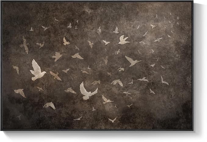 Oversized Framed Vintage Bird Wall Art for Living Room, Extra Large Brown Moody Canvas Prints Artwork for Walls, Horizontal Retro Abstract Painting Picture for Hallway Home Office Wall Decor, 72x48 In
