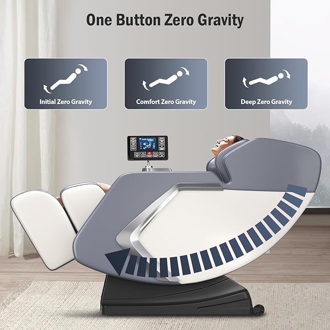 Zero Gravity Shiatsu Massage Chair Full Body Deep Tissue Massage with Lumbar/Calf Heat, Foot Rollers & Recline - Relieve Back Pain for Home Office Workers/Athletes