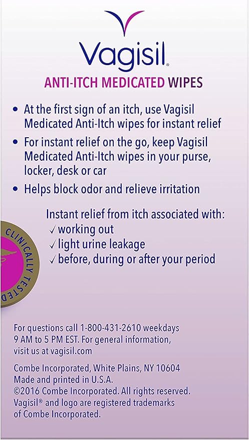 Vagisil Anti-Itch Medicated Feminine Intimate Wipes for Women, Maximum Strength, Gynecologist Tested, 12 Wipes (Pack of 1)