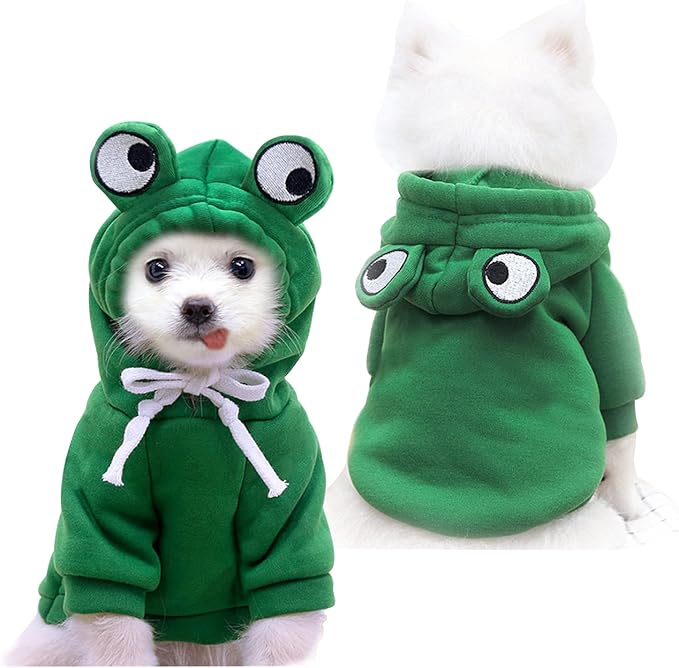 Warm Dog Pet Winter Clothes Cute Frog Shape Dogs Coat Hoodie, Green,XXL | Pet Dog Frog Costume Jacket Outfits Outerwear for French Bulldog Chihuahua Pug Boston Terrier Dachshund Ropa Para Perro