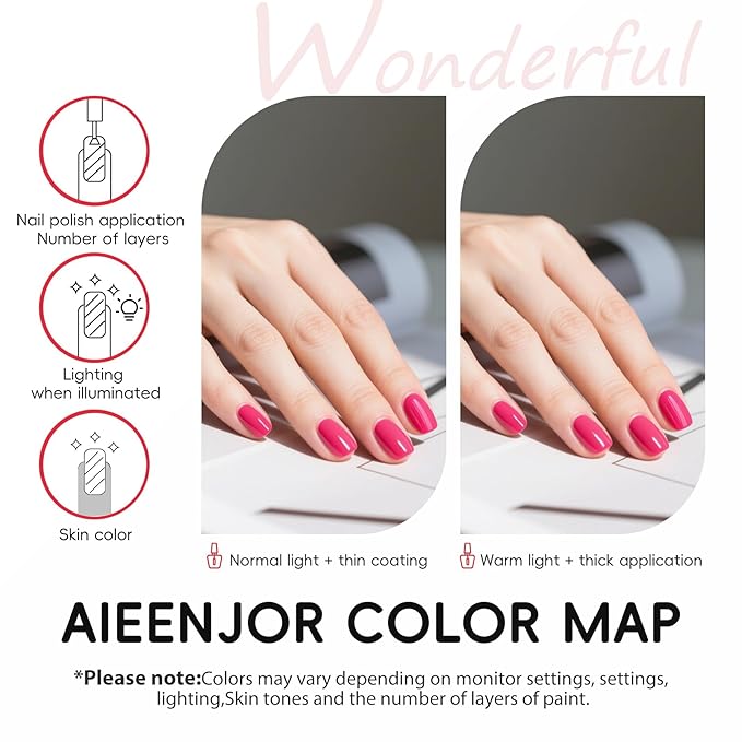 Pink Nail Polish, Hot Pink Quick Dry Nail Polish, Non-Gel, Streak Free, Long- Last Fingernail Polish for Nail Manicure Salon DIY Nail Art, 0.35 Fl Oz