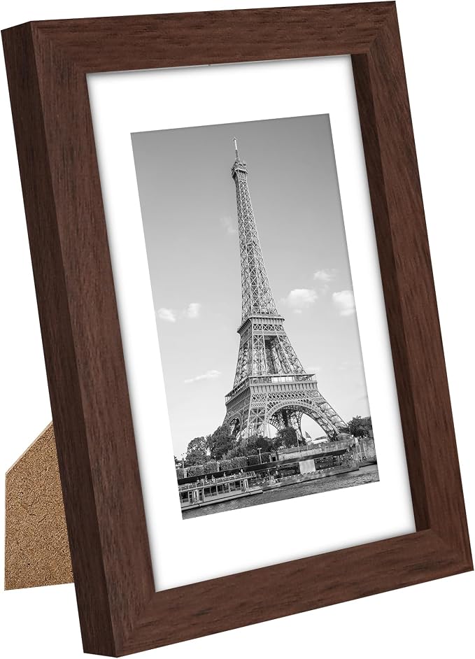 upsimples 4x6 Picture Frame Set of 10, Display Pictures 3.5x5 with Mat or 4x6 Without, Multi Photo Frames Collage for Wall or Tabletop Display, Brown | Small Frame Fit 3.5x5 and 4 x 6 Photos, Wall or Tabletop Display, For Gallery Hallway Living Room, F...