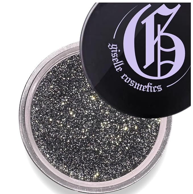 Diamond Coal Eye Shadow - Organic Mineral Loose Glitter Powder - Non-Toxic, Talc-Free Shimmer Eye Shadow Palette Makeup - Black & Silver Duochrome Pigment for Sparkly Eye Makeup