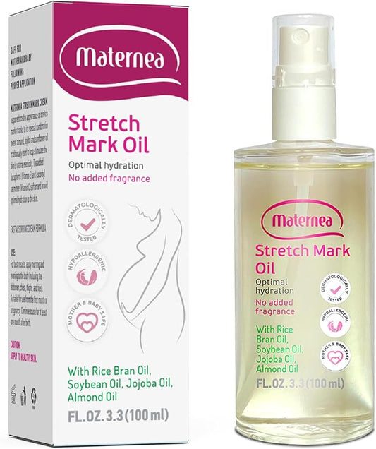 Stretch Mark Oil for Pregnancy – Nourishing Body and Belly Oil for Pregnant Women with Natural Oils and Vitamin E – Helps Moisturize and Comfort Stretching Skin – 3.3 fl oz (100 ml)