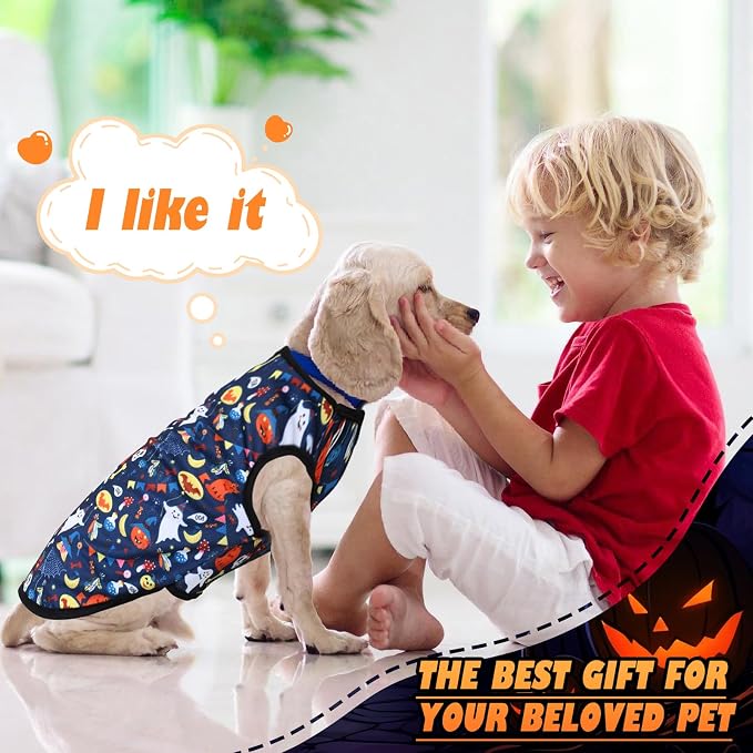 6 Pack Halloween Dog Clothes for Small Dogs, Soft and Breathable Puppy Kitten Dog Shirts for Pet Cats, Summer Dogs' T-Shirts Apparel Sleeveless Vests for Yorkies (Happy Halloween, X-Large)