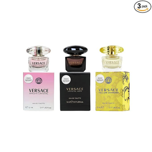 Versace Perfume for Women Variety 3-Piece Mini Gift Set – Yellow Diamond, Crystal Noir, Bright Crystal