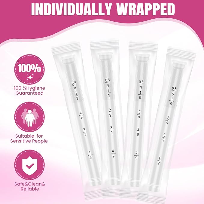 60 PACK Disposable Vaginal Suppository Applicator for Women, Fits Most Lubricants Creams Gels Pills Tablet Suppositories, Threaded End, Soft & Small Tip, with Dosage Markings, Individually Wrapped