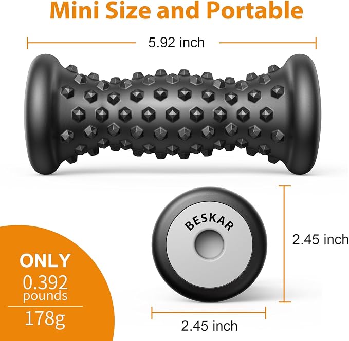 BESKAR Foot Massage Roller for Plantar Fasciitis Relief, Portable Reflexology Tool Pressure Point Massage Rollers, Deep Tissue Massages for Relieving Feet Arch Heel Pain, Myofascial Pain Syndrome