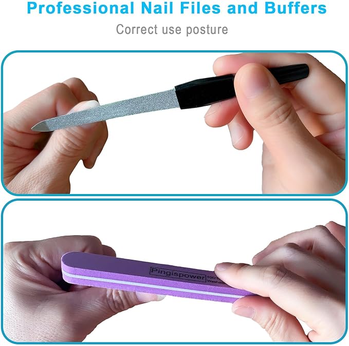 Nail Buffer Block (10 Pack), Professional Reusable Durable Nail Files and Buffers for Natural Nails, 100/180 Medium Grit Double Sided & Washable Manicure Kit for Women, Home, Salon &Travel