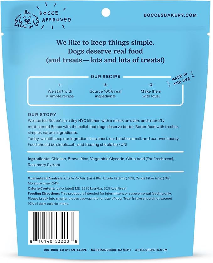 Bocce's Bakery Chick'n Kettlebells Protein Jerky Dog Treats, Chicken (5 oz) | High-Protein, Wheat-Free, Limited-Ingredient Treats with No Added Salt or Sugar - Baked in The USA