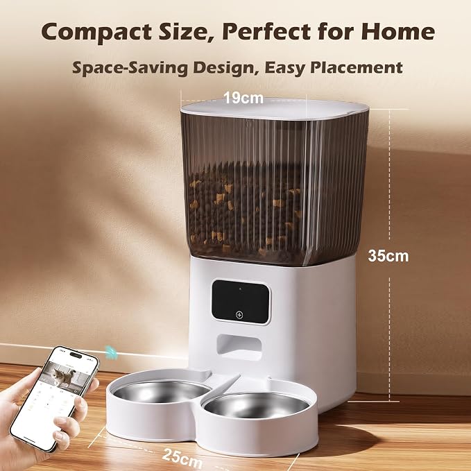Automatic Cat Feeder with Camera, OIUMHRU 5G WiFi 7L Timed APP Control | 2K Pan/Tilt Camera, Automatic Dog and Cat Food Dispenser, Two-Way Audio, Night Vision, Motion Detection, Dual Bowls