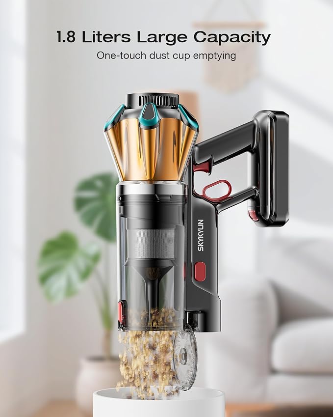 Cordless Vacuum Cleaner, 60Kpa 650W Stick Vacuum with Hurricane Mode, 70-Min Runtime, Anti-Tangle Brush, Self-Standing, LED Display, Cordless Vacuum for Pet Hair, Carpet & Hard Floor, car