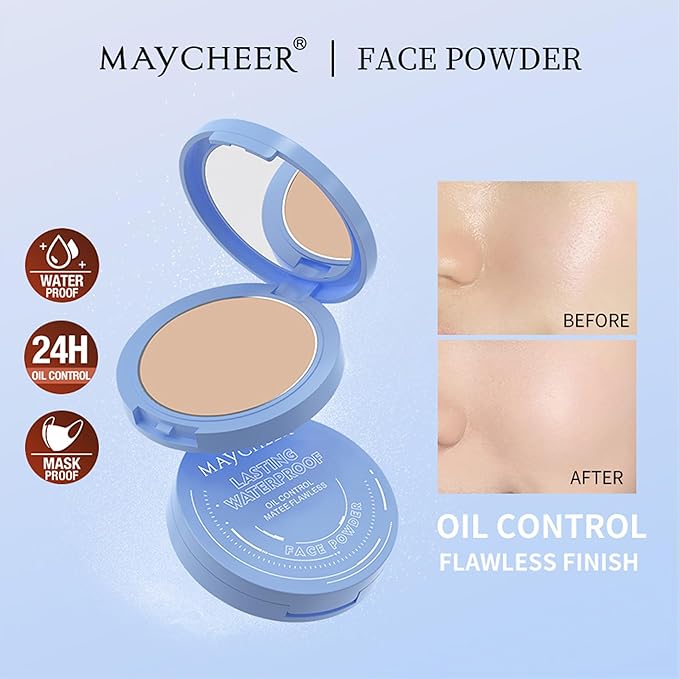 Face Powder, Setting Powder, Lasting Waterproof Oil Absorbing Pressed Powders Compact for Face (#05 SOFT HONEY)