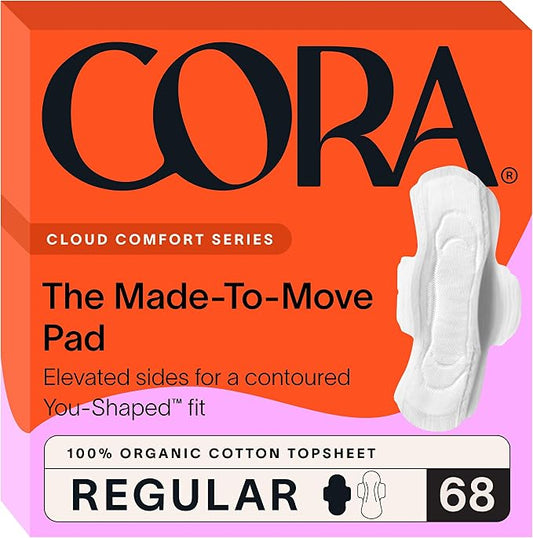 Cora 100% Organic Cotton Topsheet Pads (68 Made to Move Regular Pads)