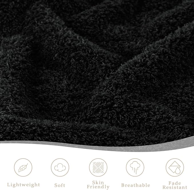 Exclusivo Mezcla Fleece Bed Blankets Queen Size for Bed, 90" x 90" | Super Soft and Cozy Fluffy Blanket for Women, Lightweight and Fuzzy Bedding for Bedroom , All Season, Black