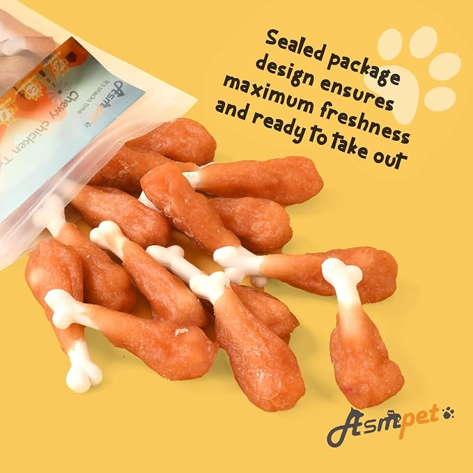 Dog Treats Chews Rawhide Free Chicken Calcium Bone Snacks 10.6OZ | Teeth Clean Breath Fresh Dog Training Treats Real Chicken for Small Dogs Medium Dogs Healthy Pet Snacks