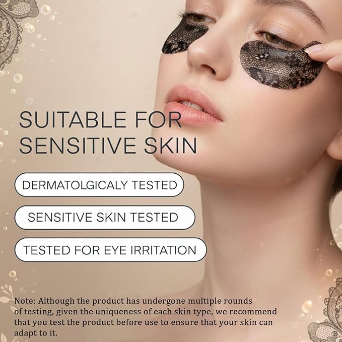 Under Eye Patches（24 Pairs），Lace Eye Mask for Puffy Eyes and Dark Circles，Collagen Skin Care Products，Hydrating, Smoothing, Brightening，Anti-Aging Eye Patch for Under Eye Bags