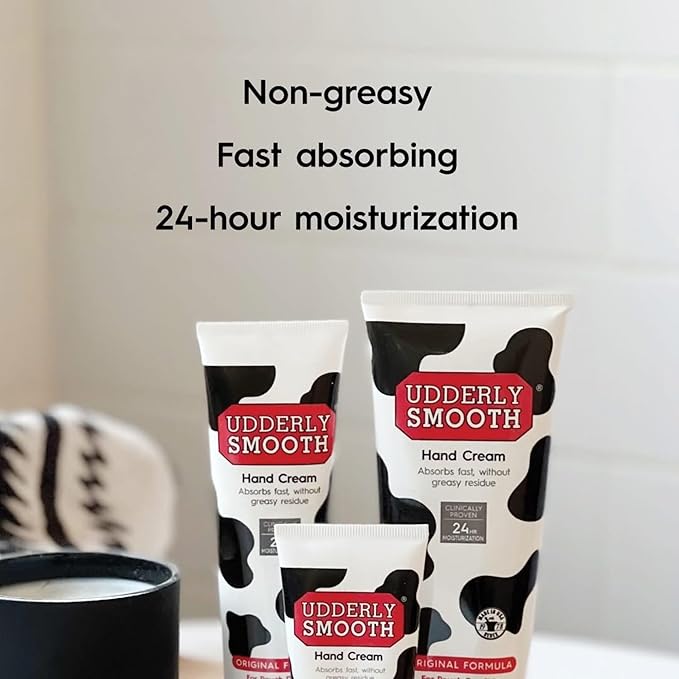 Udderly Smooth Hand (2 Oz) & Body Cream (12 Oz) Bundle, Daily Moisturizer to Restore Dry or Irritated Skin, Dermatologist Tested, 3 Items Total