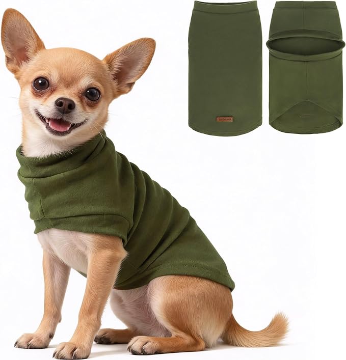 Cat Sweater Warm Fleece Pet Clothes for Cats Only | Soft Cat Vest Puppy Hoodie Coat, Fall Cold Winter Sweatshirt Pullover Clothing also for Small Dogs, Army Green L