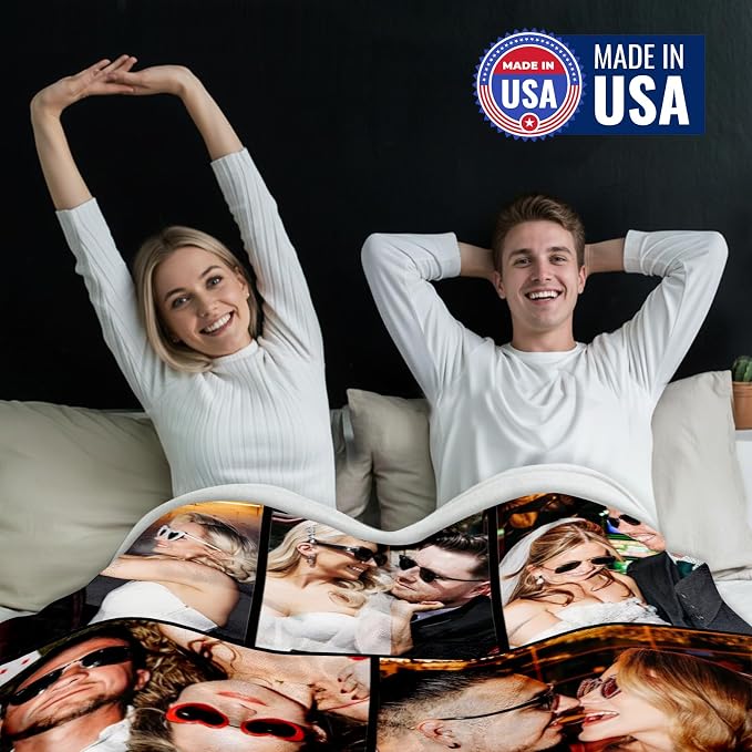 Yofair Ships Next Day, Custom Blanket with Picture Wedding Anniversary Valentines Day Gifts for Him Her Personalized Photo Blankets I Love You Couple Gift for Women Boyfriend Girlfriend Wife Husband
