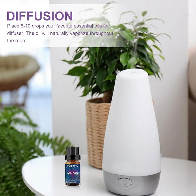 BURIBURI Lavender Essential Oil for Diffuser, Skin, Soap & Candle Making, 100% Pure Undiluted Natural Organic Lavender Aromatherapy Oils 10ml