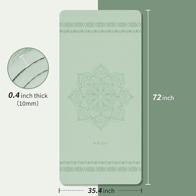 PAIDU Large Yoga Mat-72’x36’x0.4’ Extra Width ＆ Thick,Comfortable,Non-Slip Exercise Mat-Works Great on All Floor for Stretching,Yoga Studio,Gym or Home Workouts