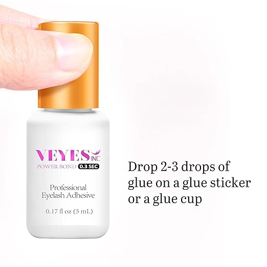 VEYES INC Eyelash Extension Glue 0.3 Sec Drying Up to 8 Weeks Retention Black Lash Adhesive Salon Use for Lash Tech 0.17 fl.oz / 5ml