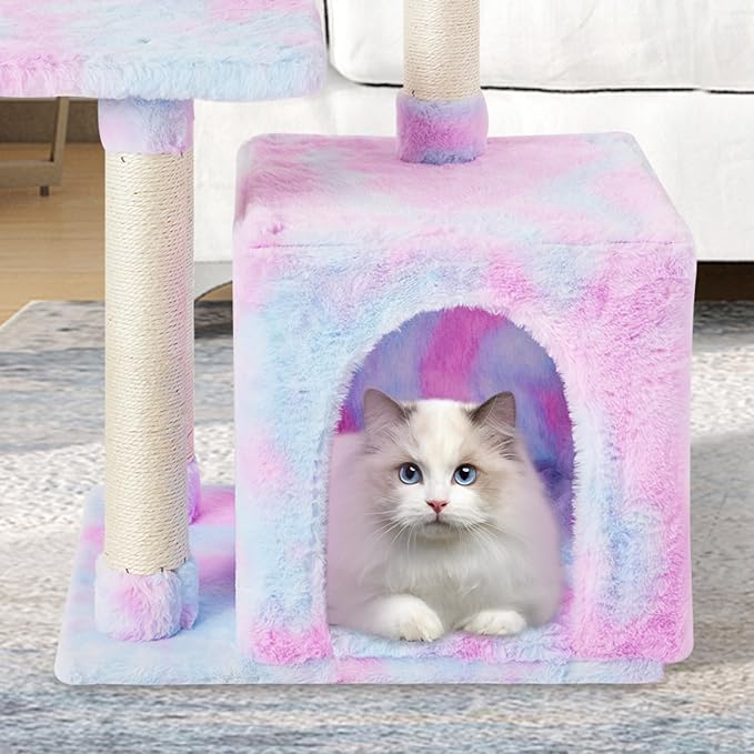 Cute Cat Tree Kitten Cat Tower Condo Cat Furniture Sisal Scratching Posts R | FISH&NAP For Indoor Jump Platform Activity Center Play House Rainbow