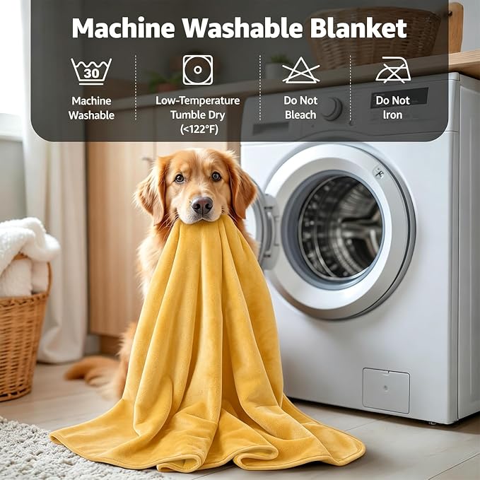 LOOBANI Waterproof Puppy Blanket for Dog Crate, 30"x40", Yellow | Ideal for Small Medium Dogs Cats Bed, Double-Side Flannel Reversible, Liquid Pee Proof Stain-Proof for Furniture Protection