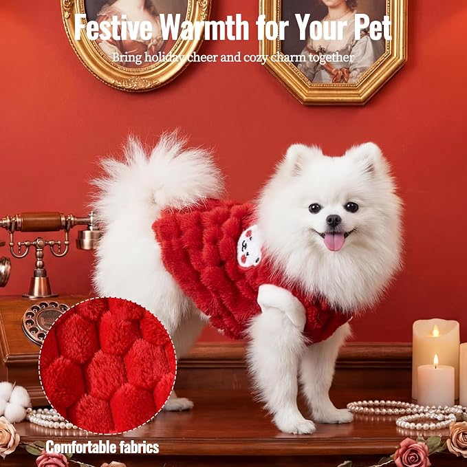 Dog Sweater for Small Dogs Puppy Cats Winter Warm Soft Pet Clothes Pullover Cute Extra Small Dog Apparel, Cat Sweaters for Cats Only Fit Chihuahua Yorkie(Red, XL)