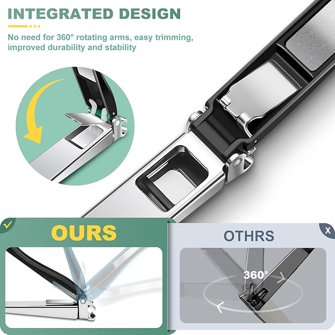 Nail Clippers for Men with Catcher, CLPPNA Heavy Duty Finger Nail Clippers Adult, Stainless Steel Nail Cutter, Fingernail & Toenail Clippers Ideal Gift for Men & Grooming Gifts