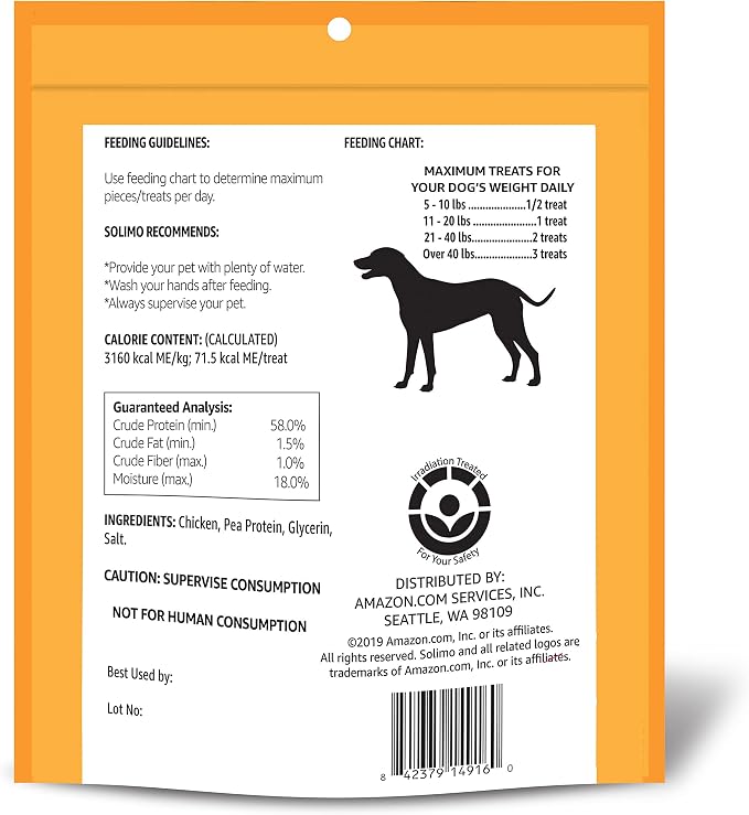 Amazon Brand - Solimo Chicken Jerky Dog Treats, 2 pounds (Packaging May (Pack of 2)