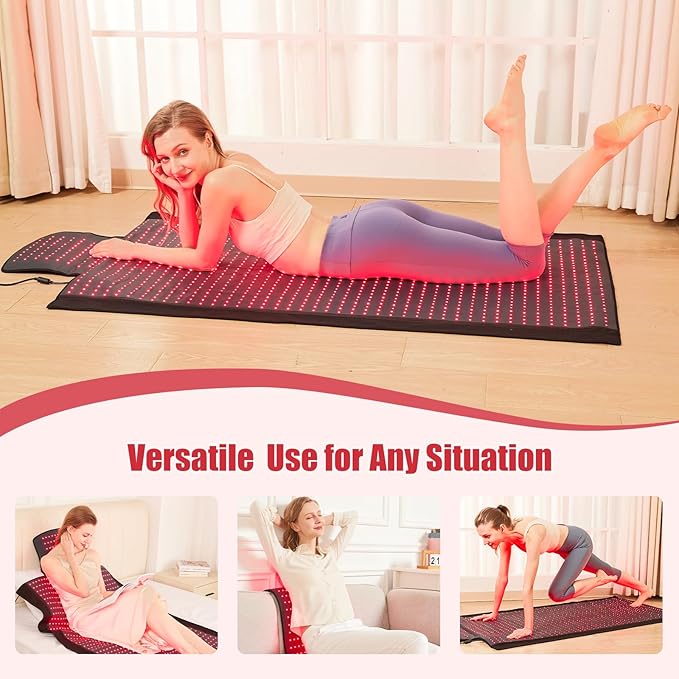 Red Light Therapy Mat for Body, 76"x 33" Red and Infrared Light Therapy Blanket with 660nm & 850nm Dual Wavelengths, 1370 LEDs Infrared Light Therapy for Full Body Pain Relief, Improved Sleep