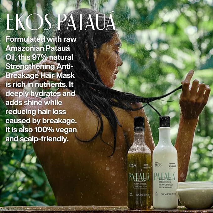 Natura Ekos Patauá Strengthening Anti-Breakage Hair Mask - For Weakened, Brittle, Damaged and Dry Hair - Vegan, Not Tested On Animals