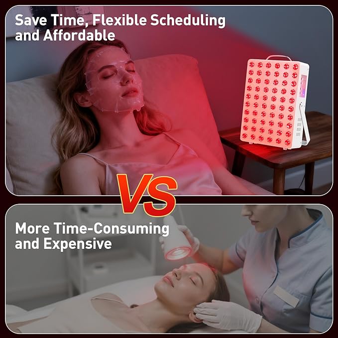 Cholas Red Light Therapy Panel for Face and Body, 150W with 60 Dual Chip LEDs, 660nm Red Light and 850nm Near Infrared, 3 Modes Adjustable Brightness and Timer, for Skincare and Relaxation (White)
