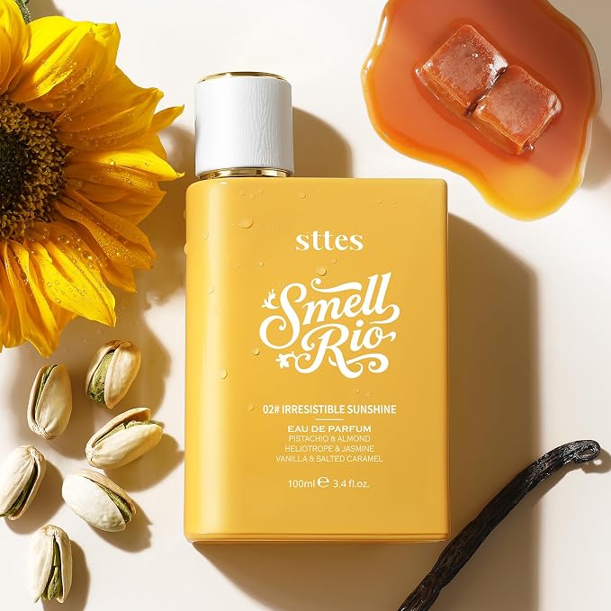 Sttes Perfume 02# Irresistible Sunshine for Women - Pistachio, Vanilla & Salted Caramel Eau de Perfume 100ml (3.4fl oz) Sweet Gourmand Caramel Vanilla Fragrance (Evolution of 602)