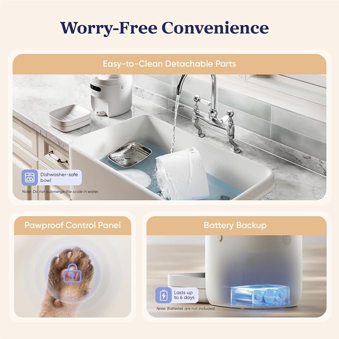 Automatic Cat Feeder, WiFi & Smart Scale, Remote Feeding | Tracks Pet's Food Intake, 3.6L Timed Food Dispenser, Up to 10 Meals Per Day, Dual Power Supply, Stainless Steel Bowl
