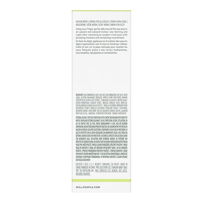 Well People Revitalizing Dew Snow Mushroom Eye Gel-Cream, Gel-based Eye Cream For Moisturizing Undereyes, Targets Fine Lines, Vegan & Cruelty-free