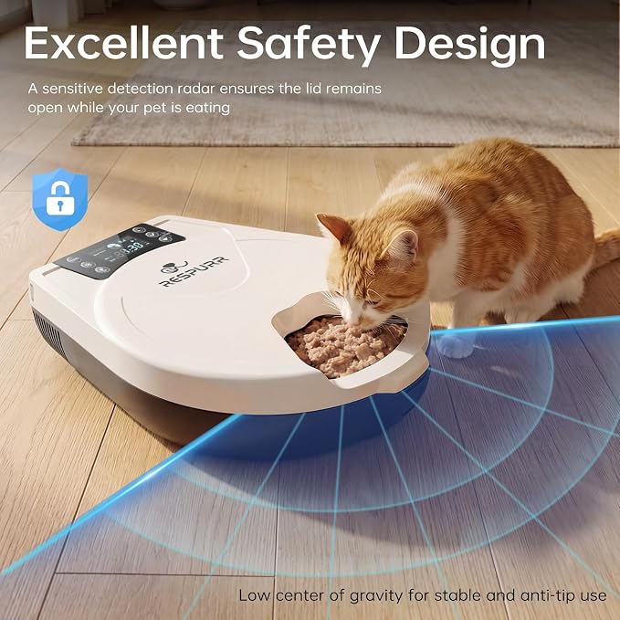 Automatic Wet Food Cat Feeder, 3 Days Freshness 5 Meals Cat Food Dispenser, Semiconductor Cooling & Heating with 304 Stainless Steel Bowl, Programmable Timer Refrigerated Auto Cat Feeder