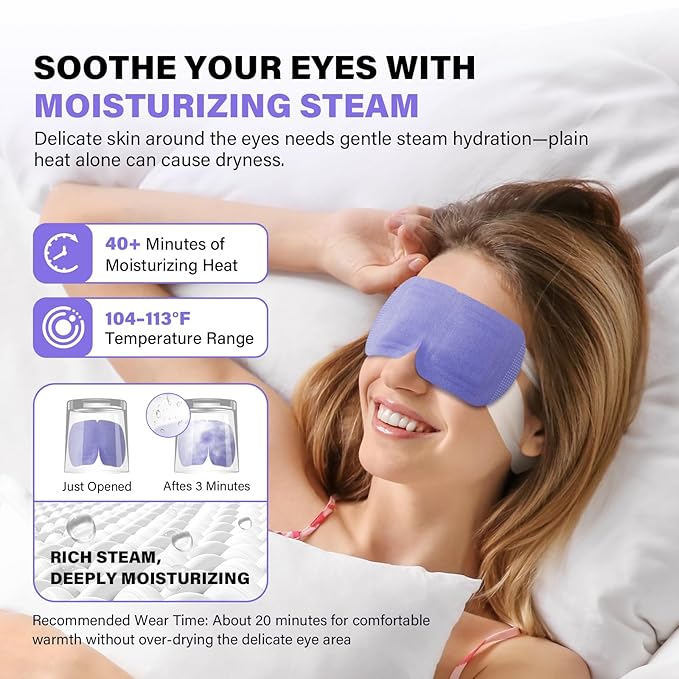 16 Packs Steam Eye Mask, Extra Deep Heat for Dry Eyes, Fast Relief for Irritation, Stye, Puffy Sensitive Eyes and Eye Strain, Disposable Self Heating Warm Compress (Ultra-Soft Lavender)