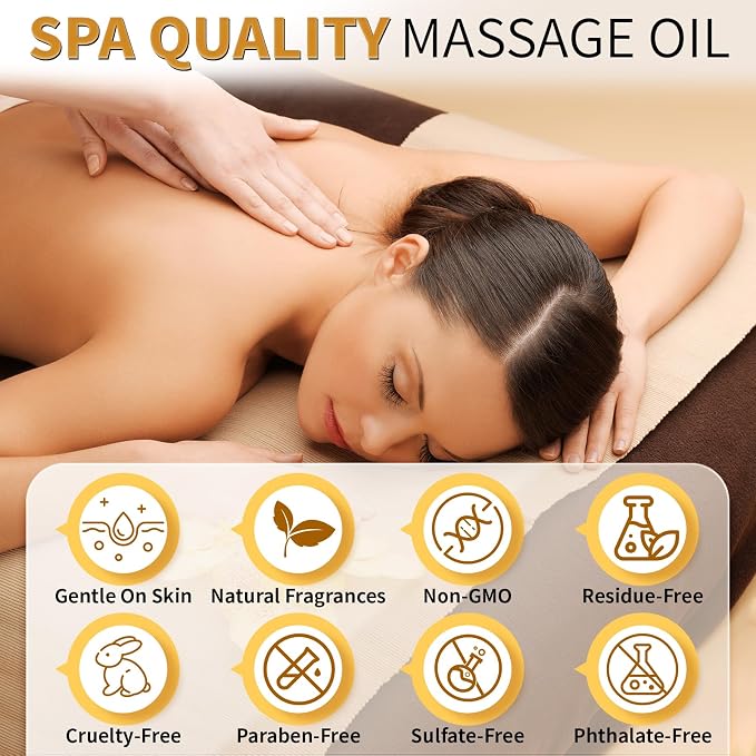 Pjordo Aromatherapy Lavender Massage Oil for Calming, Soothing & Relaxing, Natural Body Massage Oil for Massage Therapy with Jojoba & Sweet Almond, No Stain & Non-Sticky, Spa Gift for Her Him