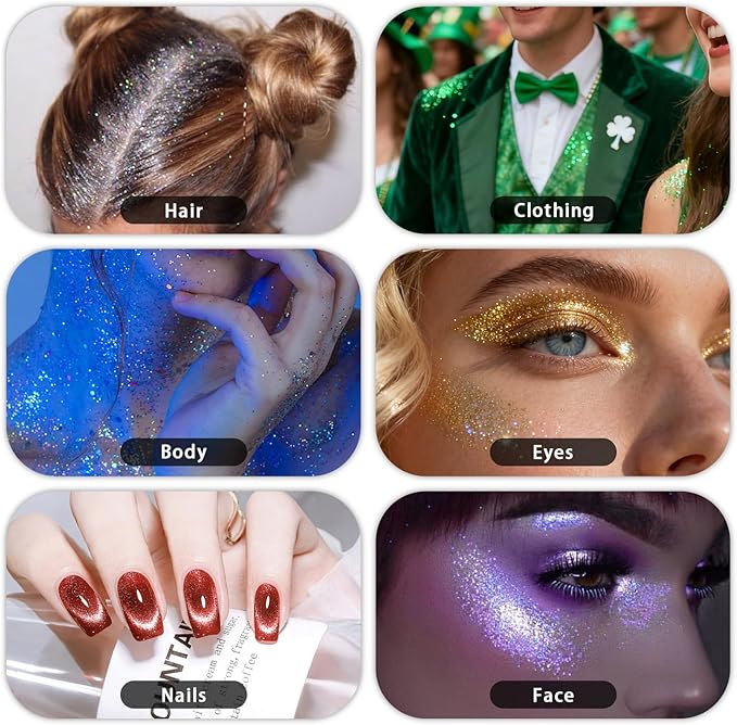 Hair and Body Glitter Spray, Holographic Glitter Highlighter Powder for Rumi Costume Cosplay Makeup, Face Body Clothes Shiny Glitter, Loose Shimmer Hairspray Festival Rave Prom Accessories (Silver)