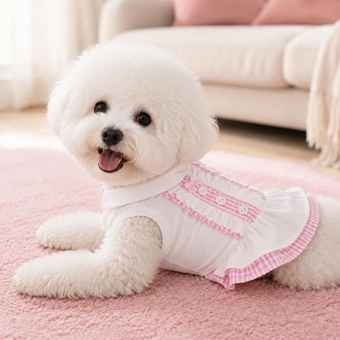 Dog Dress Cat Skirt Sleeveless Puppy Girl Clothes for Small Dogs Cats | Cute Pet Dress with Comfy Material, Fits Chihuahua Yorkie Pomeranian, Suitable for Park Walks Birthday Parties, Medium