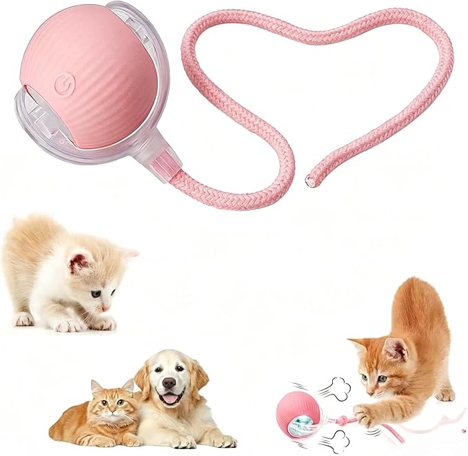 Interactive Pet Toy Ball, Automatic Dog Toy Interactive Dog Cat Toy Ball Dog & Cat Electric Active Toys, Smart Chase Pet Toy Ball for Dogs for Large Small Dogs Motion Activated，Pink