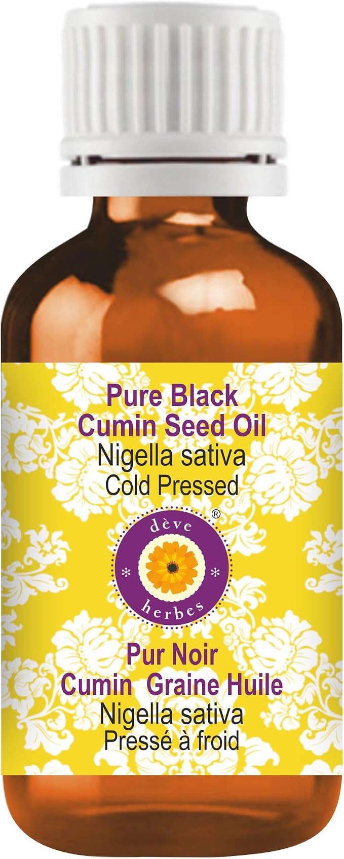 Deve Herbes Black Cumin Seed (Kalaunji) Oil (Nigella sativa) | Cold Pressed | Pure | Natural | For Diluting Essential oils | Hair, Skin & Massage | Non-Sticky | Lightweight | Unisex | 15ml (0.50 oz)