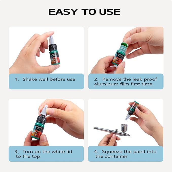 Airbrush Paint - 33 Colors Airbrush Paint Set with 3 Tinner, Plastic & Wood Acrylic Air brush Paint Kit Ready to Spray, Water-Based for Artists Beginners Hobbyist, 0.34 Fl Oz/10ml - 36 Bottles