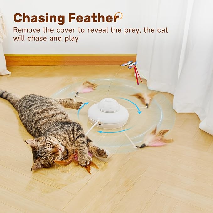 Potaroma Cat Toys Chargeable, 3in1 Hide and Seek, Interactive Fun