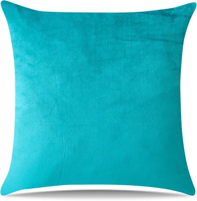 Artscope Luxury Velvet Pillow Covers Super Soft Decorative Square Throw Pillow Covers Case Cushion Covers for Sofa Couch Bedroom Car Decor 24x24 Inch Turquoise