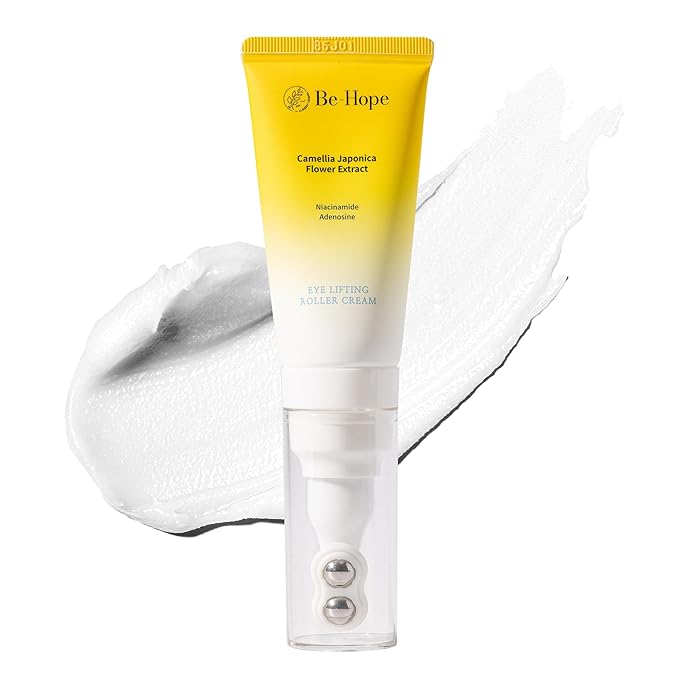 Be-Hope LUXURY Vegan Eye Lifting Roller Cream – Under Eye Brightening & Anti-Puffiness with Camellia Extract, Niacinamide & Adenosine – 30ml / 1.0 fl oz