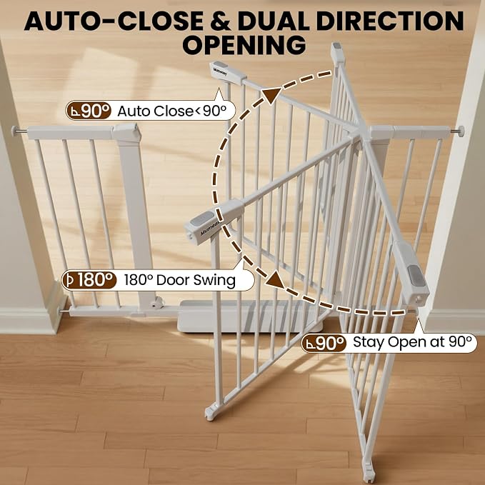 Mumeasy Baby Gate for Stairs, 29.7-46" Walk Through Dog Gate Indoor